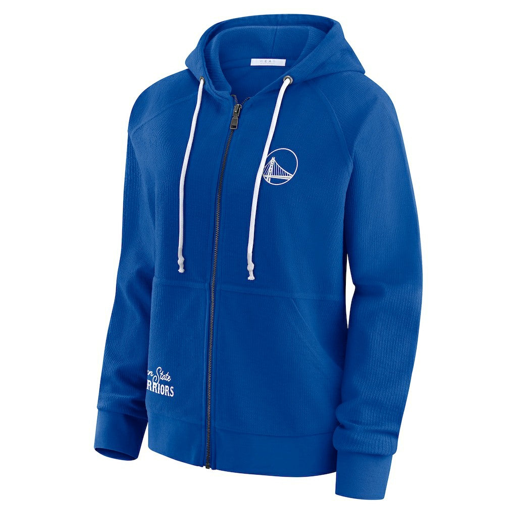 Golden State Warriors WEAR by Erin Andrews Women's Vintage Full-Zip Raglan Hoodie Blue - NBA