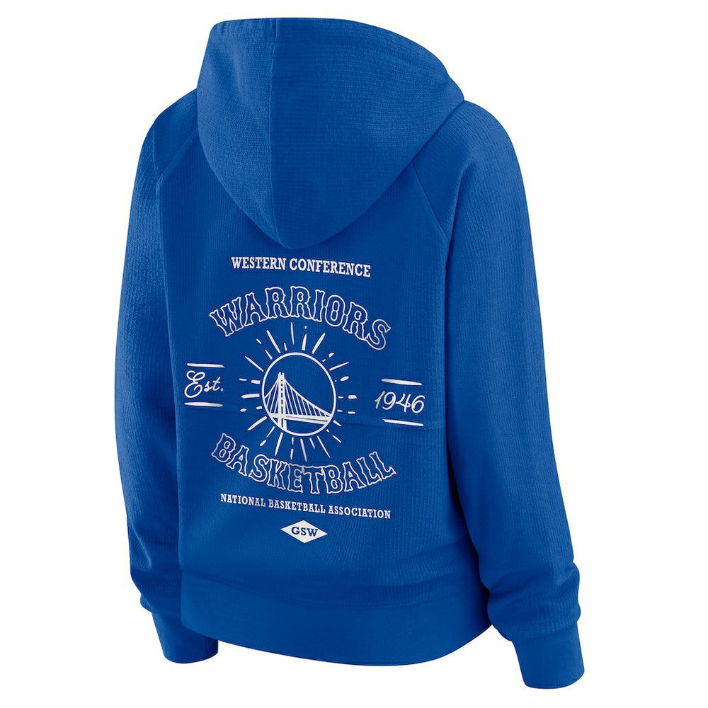 Golden State Warriors WEAR by Erin Andrews Women's Vintage Full-Zip Raglan Hoodie Blue - NBA