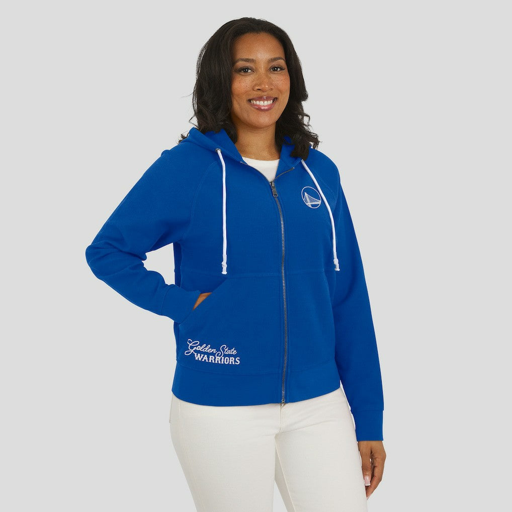Golden State Warriors WEAR by Erin Andrews Women's Vintage Full-Zip Raglan Hoodie Blue - NBA
