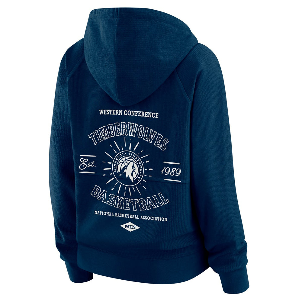 Minnesota Timberwolves WEAR by Erin Andrews Women's Vintage Full-Zip Raglan Hoodie Navy - NBA