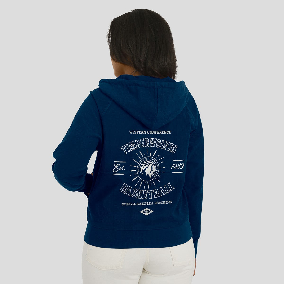 Minnesota Timberwolves WEAR by Erin Andrews Women's Vintage Full-Zip Raglan Hoodie Navy - NBA