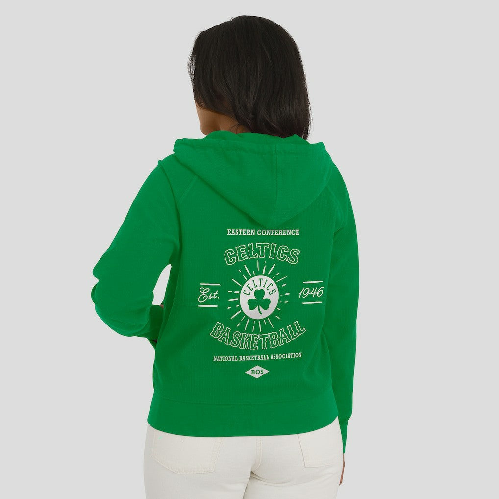 Boston Celtics WEAR by Erin Andrews Women's Vintage Full-Zip Raglan Hoodie Green - NBA