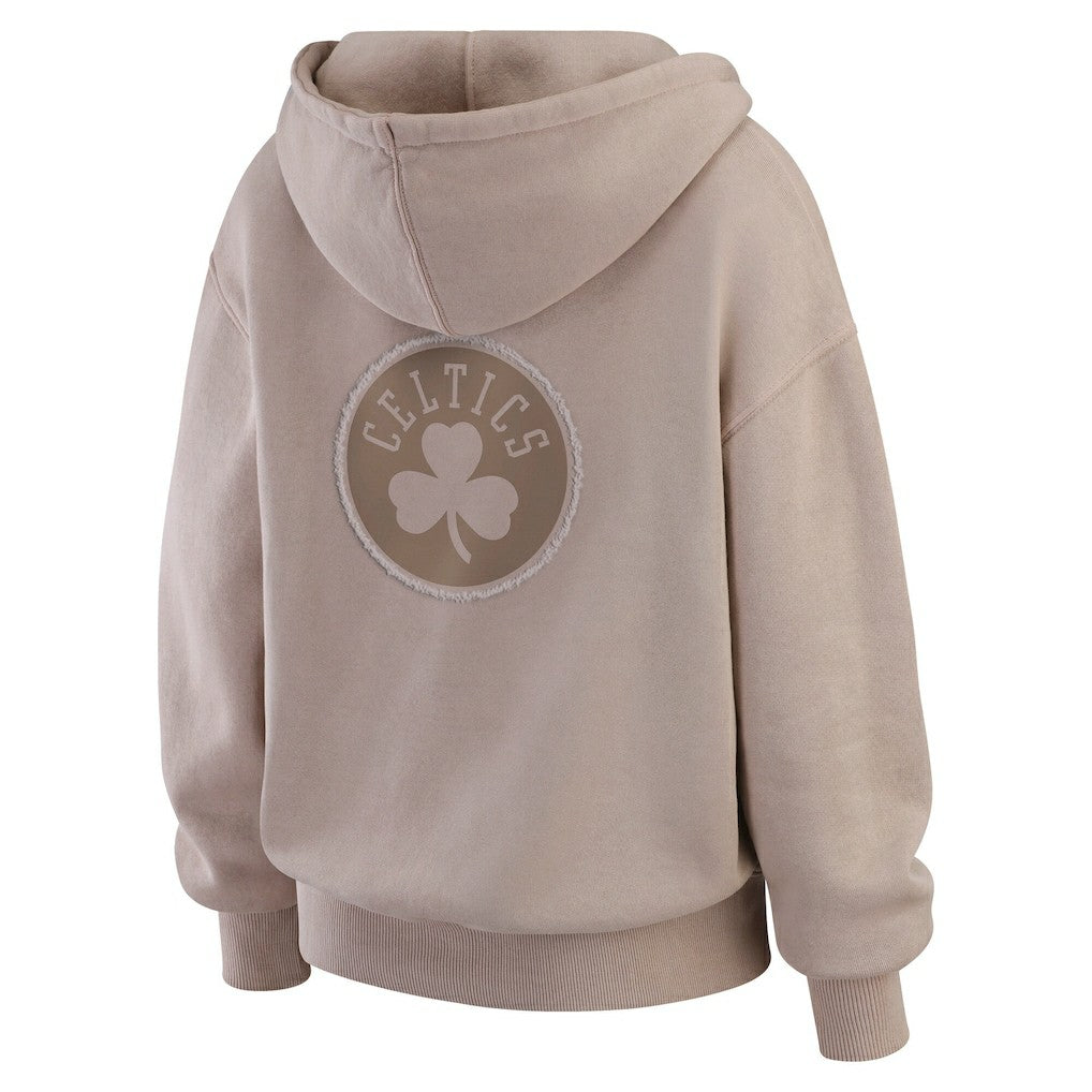 Boston Celtics WEAR by Erin Andrews Women's Washed Pullover Crewdie Tan - NBA