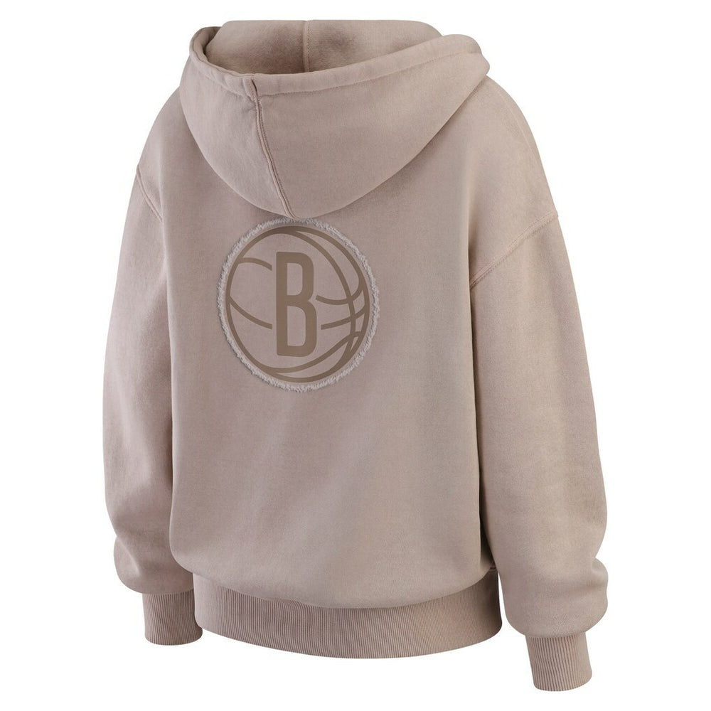 Brooklyn Nets WEAR by Erin Andrews Women's Washed Pullover Crewdie Tan - NBA