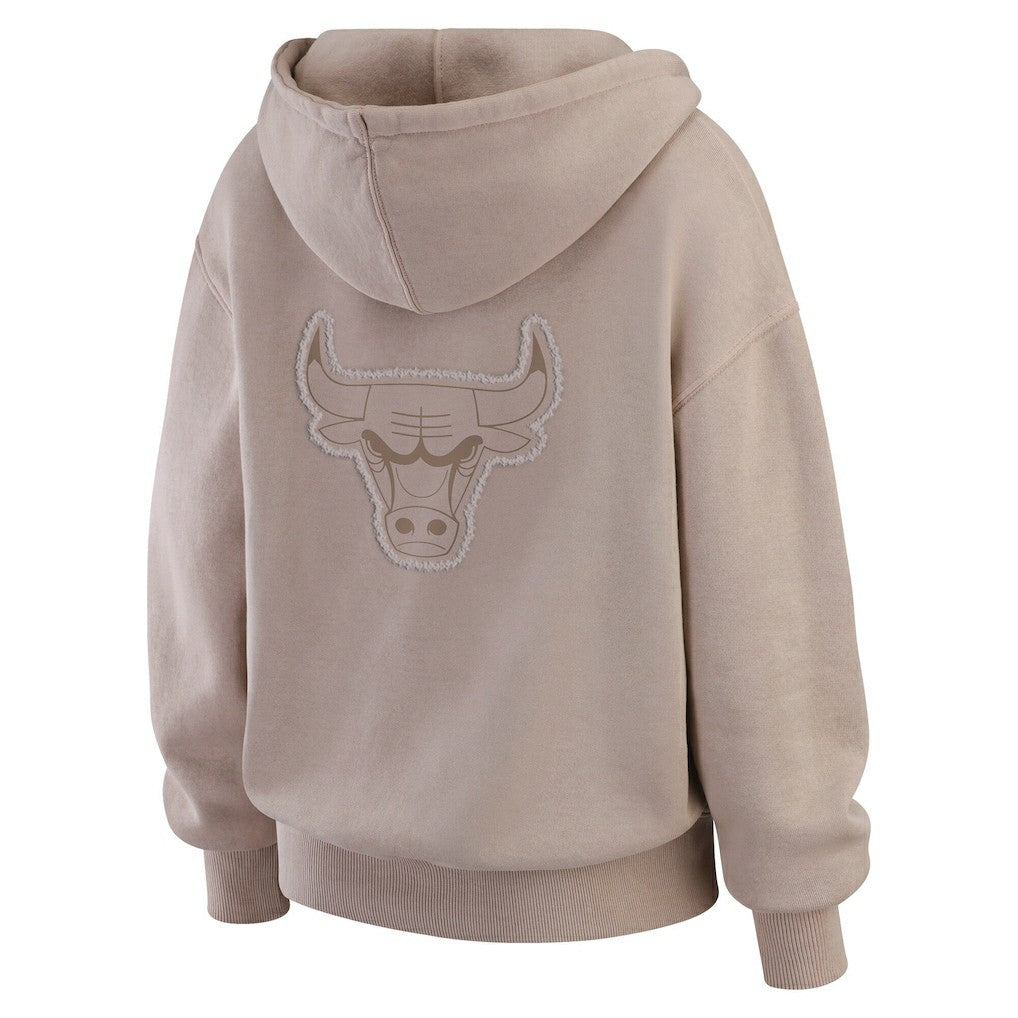 Chicago Bulls WEAR by Erin Andrews Women's Washed Pullover Crewdie Tan - NBA
