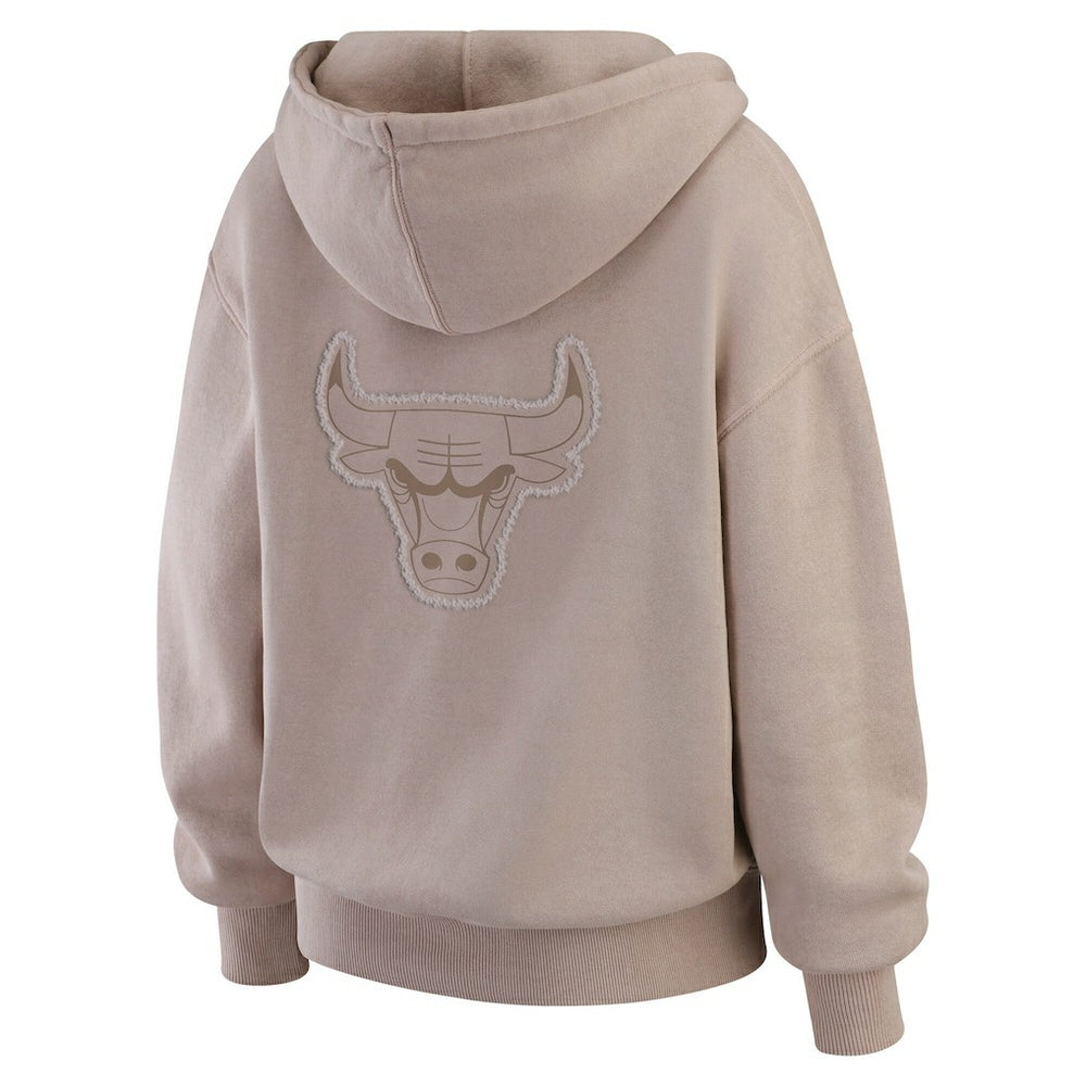 Chicago Bulls WEAR by Erin Andrews Women's Washed Pullover Crewdie Tan - NBA