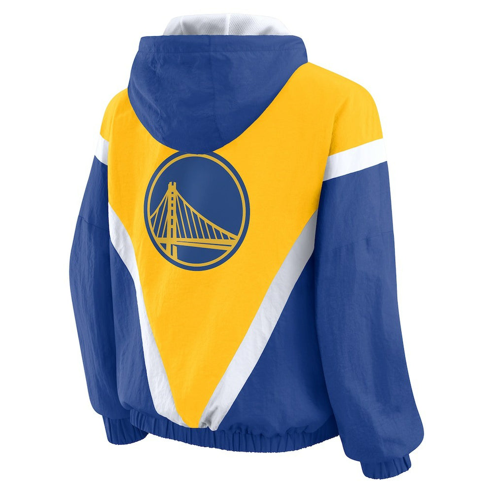 Golden State Warriors WEAR by Erin Andrews Women's Colorblock Full-Zip Hoodie Windbreaker Jacket Gold/Royal - NBA