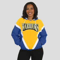 Golden State Warriors WEAR by Erin Andrews Women's Colorblock Full-Zip Hoodie Windbreaker Jacket Gold/Royal - NBA