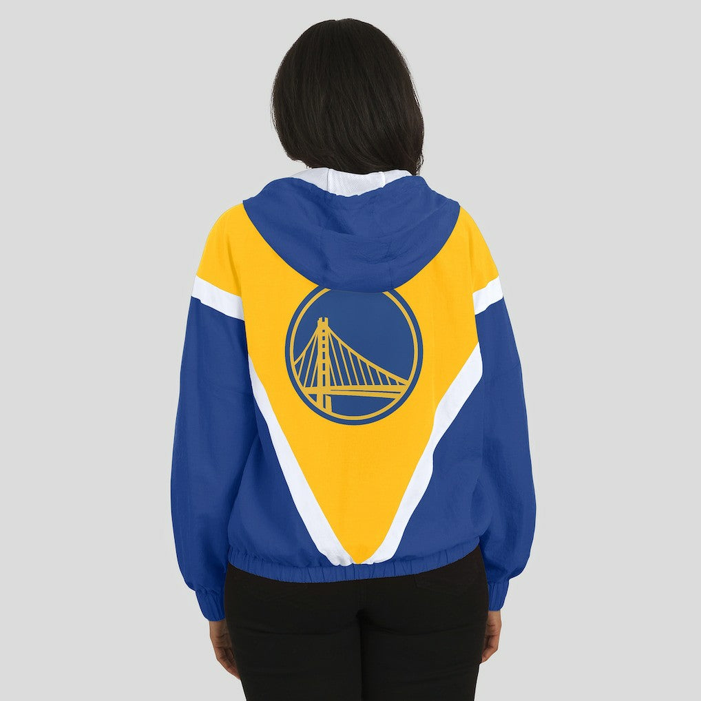 Golden State Warriors WEAR by Erin Andrews Women's Colorblock Full-Zip Hoodie Windbreaker Jacket Gold/Royal - NBA