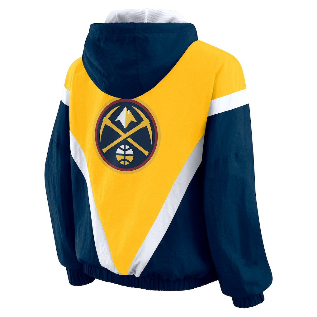 Denver Nuggets WEAR by Erin Andrews Women's Colorblock Full-Zip Hoodie Windbreaker Jacket Gold/Navy - NBA