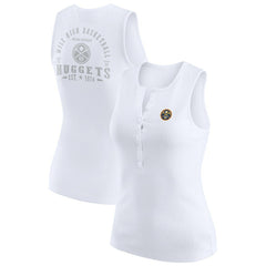 Denver Nuggets WEAR by Erin Andrews Women's Rib-Knit Henley Tank Top White - NBA