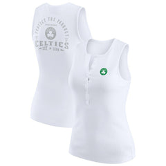 Boston Celtics WEAR by Erin Andrews Women's Rib-Knit Henley Tank Top White - NBA