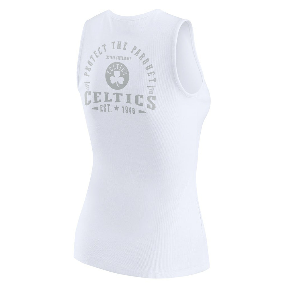 Boston Celtics WEAR by Erin Andrews Women's Rib-Knit Henley Tank Top White - NBA