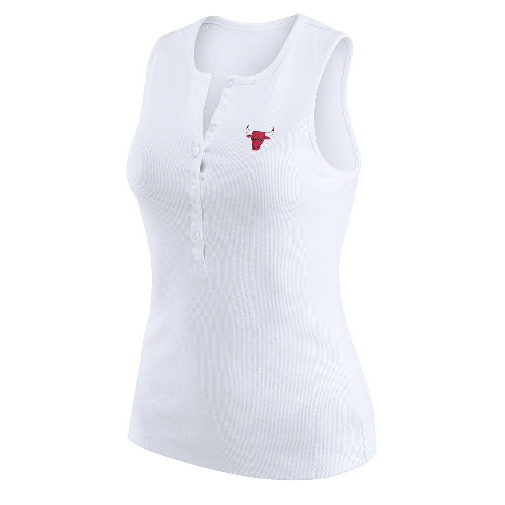 Chicago Bulls WEAR by Erin Andrews Women's Rib-Knit Henley Tank Top White - NBA