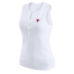 Chicago Bulls WEAR by Erin Andrews Women's Rib-Knit Henley Tank Top White - NBA