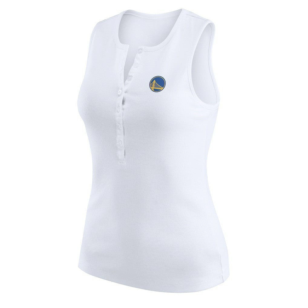 Golden State Warriors WEAR by Erin Andrews Women's Rib-Knit Henley Tank Top White - NBA