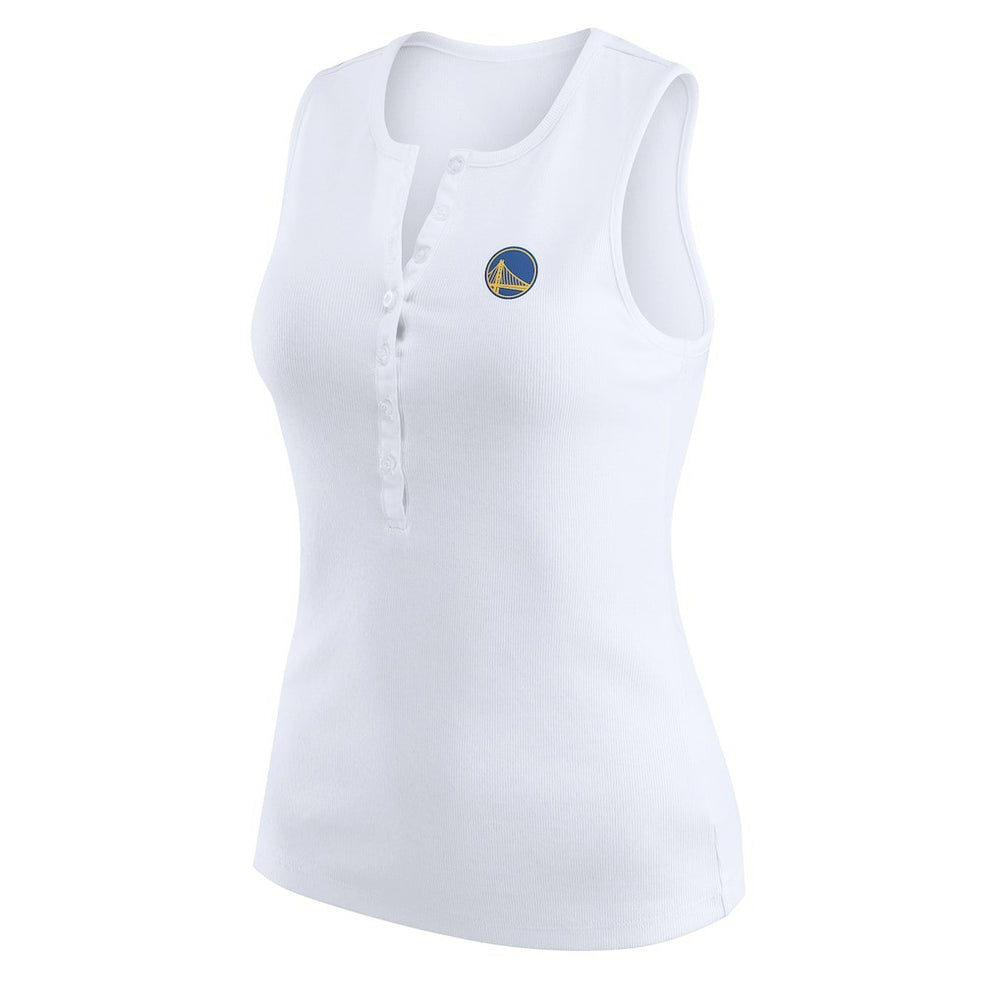 Golden State Warriors WEAR by Erin Andrews Women's Rib-Knit Henley Tank Top White - NBA