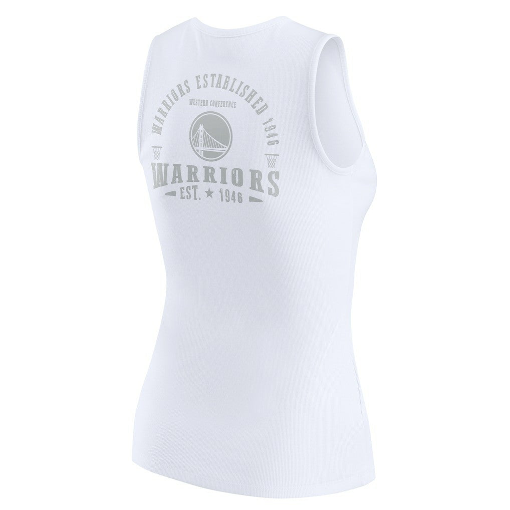 Golden State Warriors WEAR by Erin Andrews Women's Rib-Knit Henley Tank Top White - NBA