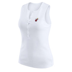 Miami Heat WEAR by Erin Andrews Women's Rib-Knit Henley Tank Top White - NBA