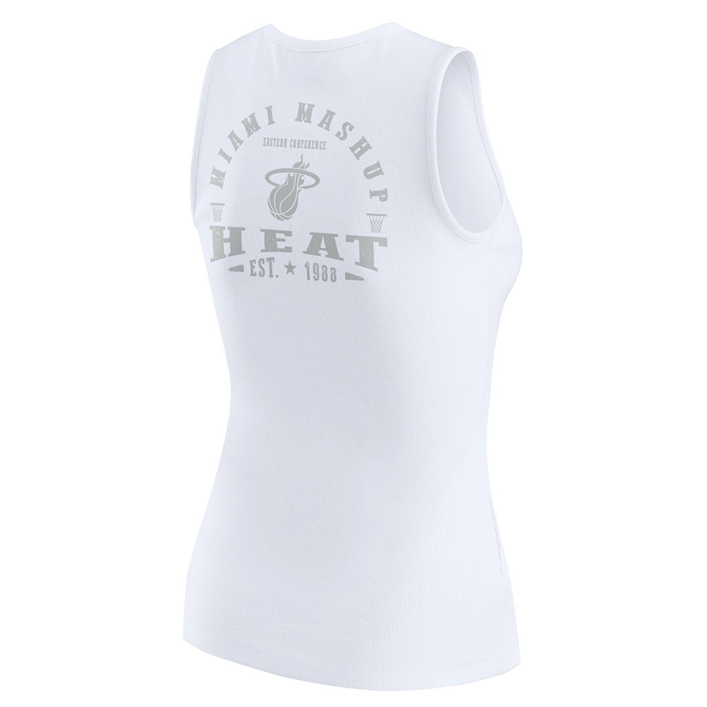 Miami Heat WEAR by Erin Andrews Women's Rib-Knit Henley Tank Top White - NBA