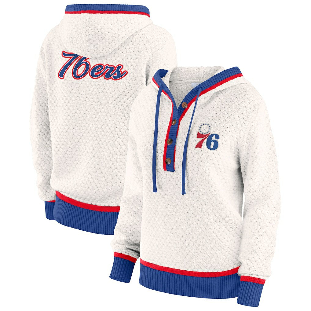 Philadelphia 76ers WEAR by Erin Andrews Women's Plus Size Hoodie Sweater Cream - NBA