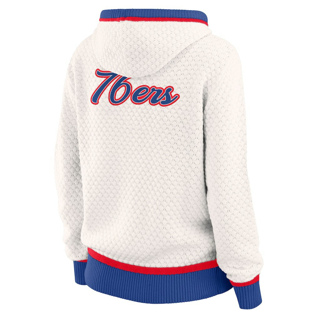 Philadelphia 76ers WEAR by Erin Andrews Women's Plus Size Hoodie Sweater Cream - NBA