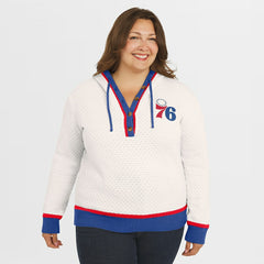 Philadelphia 76ers WEAR by Erin Andrews Women's Plus Size Hoodie Sweater Cream - NBA