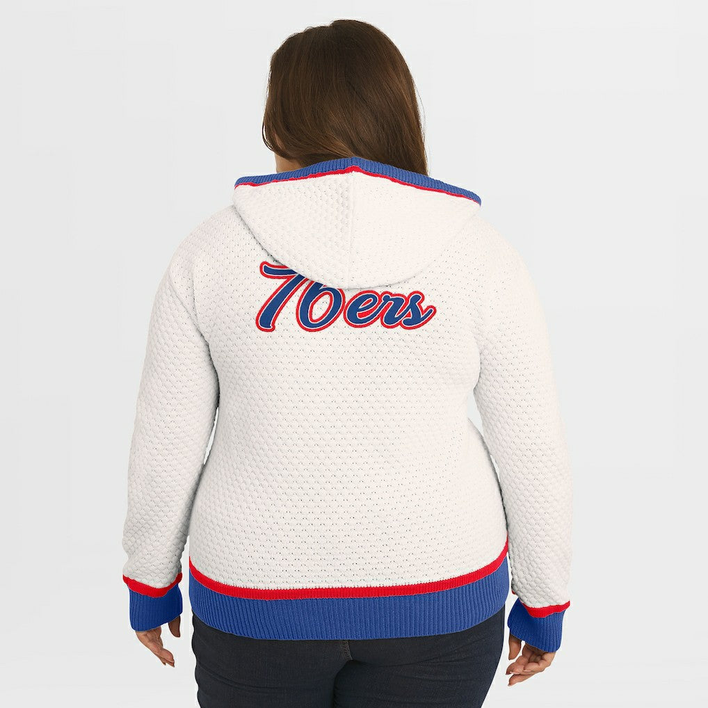 Philadelphia 76ers WEAR by Erin Andrews Women's Plus Size Hoodie Sweater Cream - NBA