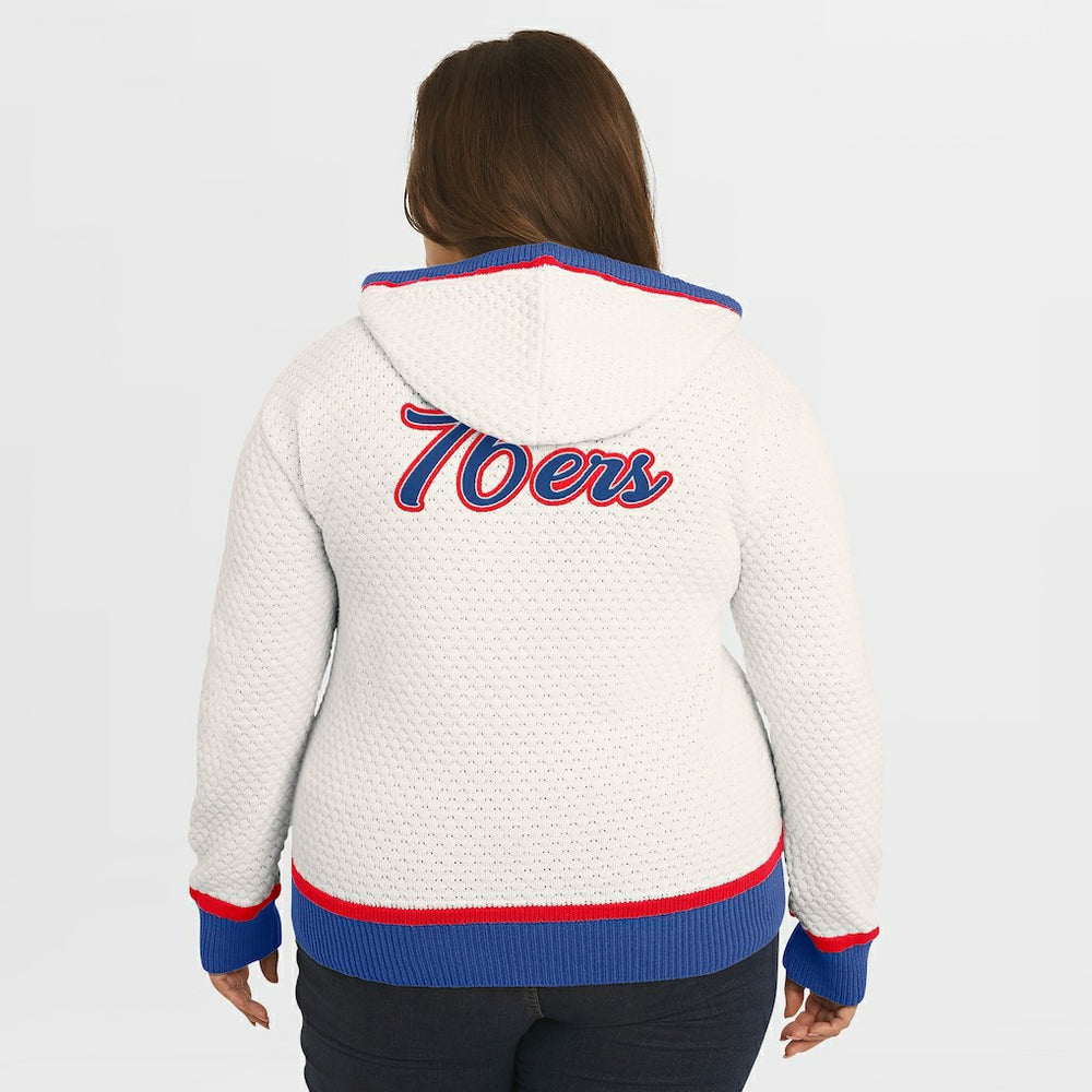 Philadelphia 76ers WEAR by Erin Andrews Women's Plus Size Hoodie Sweater Cream - NBA