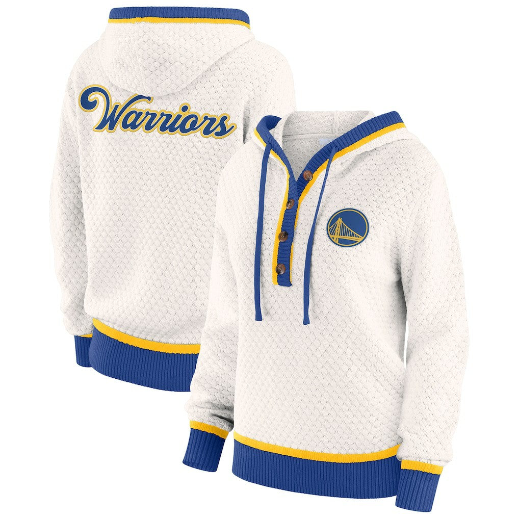 Golden State Warriors WEAR by Erin Andrews Women's Plus Size Hoodie Sweater Cream - NBA