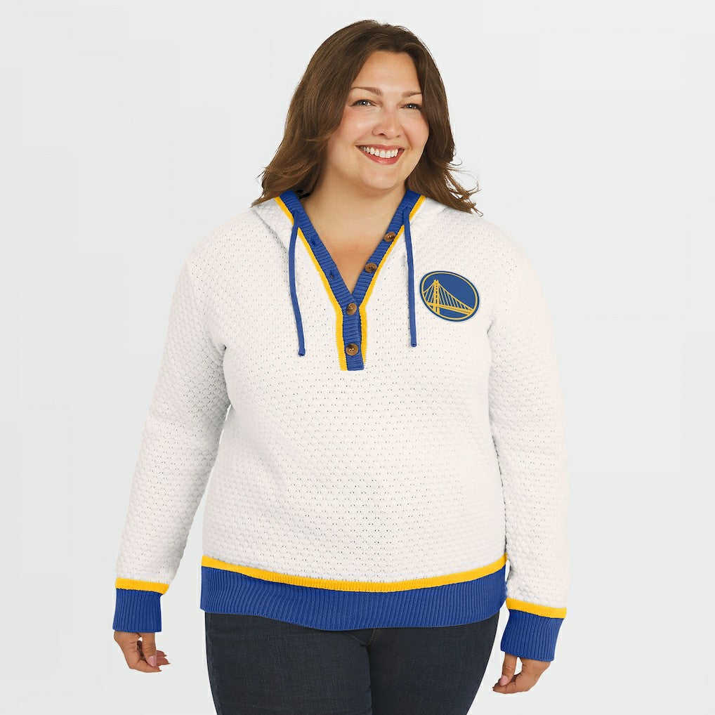 Golden State Warriors WEAR by Erin Andrews Women's Plus Size Hoodie Sweater Cream - NBA