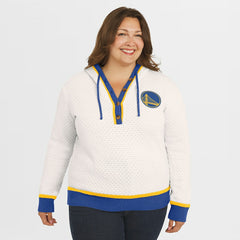 Golden State Warriors WEAR by Erin Andrews Women's Plus Size Hoodie Sweater Cream - NBA