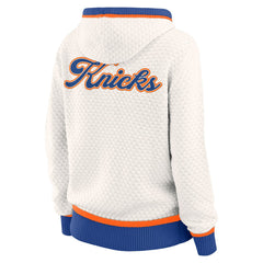 New York Knicks WEAR by Erin Andrews Women's Plus Size Hoodie Sweater Cream - NBA