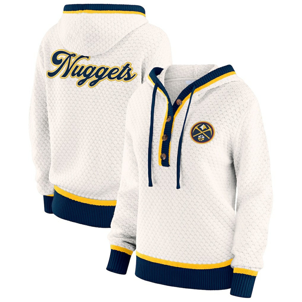 Denver Nuggets WEAR by Erin Andrews Women's Plus Size Hoodie Sweater Cream - NBA