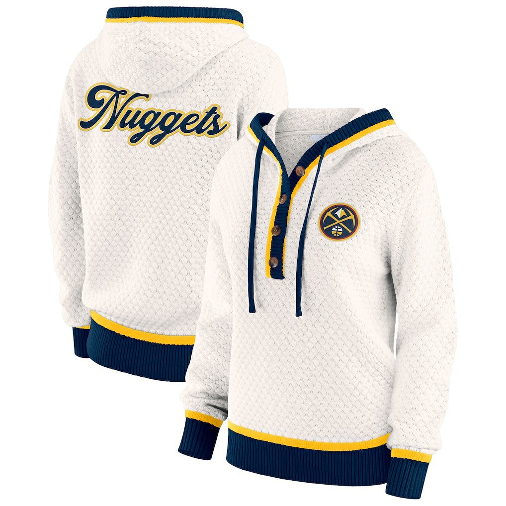 Denver Nuggets WEAR by Erin Andrews Women's Plus Size Hoodie Sweater Cream - NBA