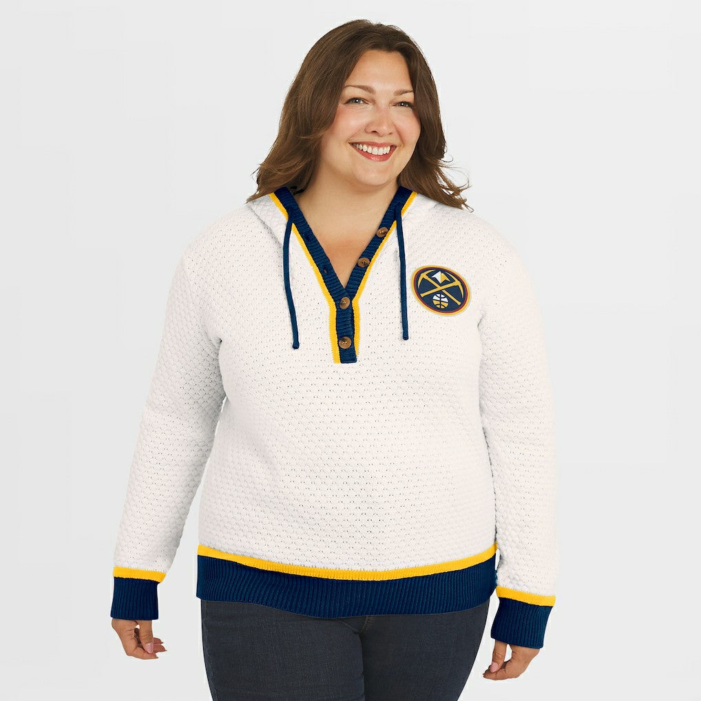 Denver Nuggets WEAR by Erin Andrews Women's Plus Size Hoodie Sweater Cream - NBA