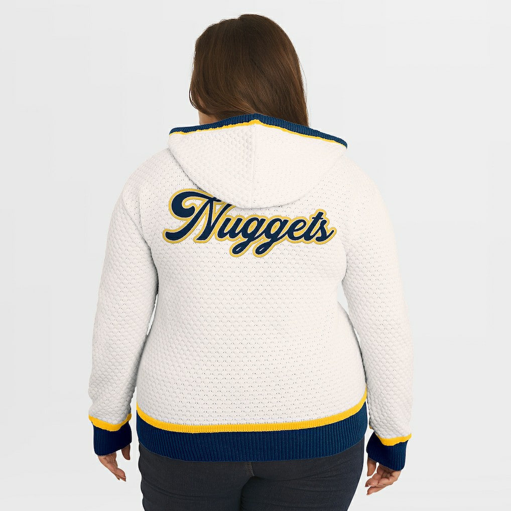 Denver Nuggets WEAR by Erin Andrews Women's Plus Size Hoodie Sweater Cream - NBA