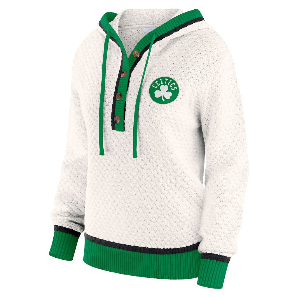 Boston Celtics WEAR by Erin Andrews Women's Plus Size Hoodie Sweater Cream - NBA