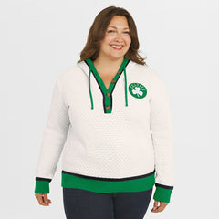 Boston Celtics WEAR by Erin Andrews Women's Plus Size Hoodie Sweater Cream - NBA