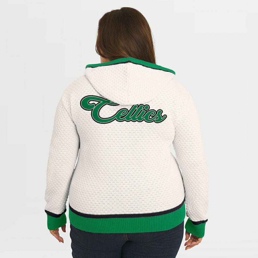Boston Celtics WEAR by Erin Andrews Women's Plus Size Hoodie Sweater Cream - NBA