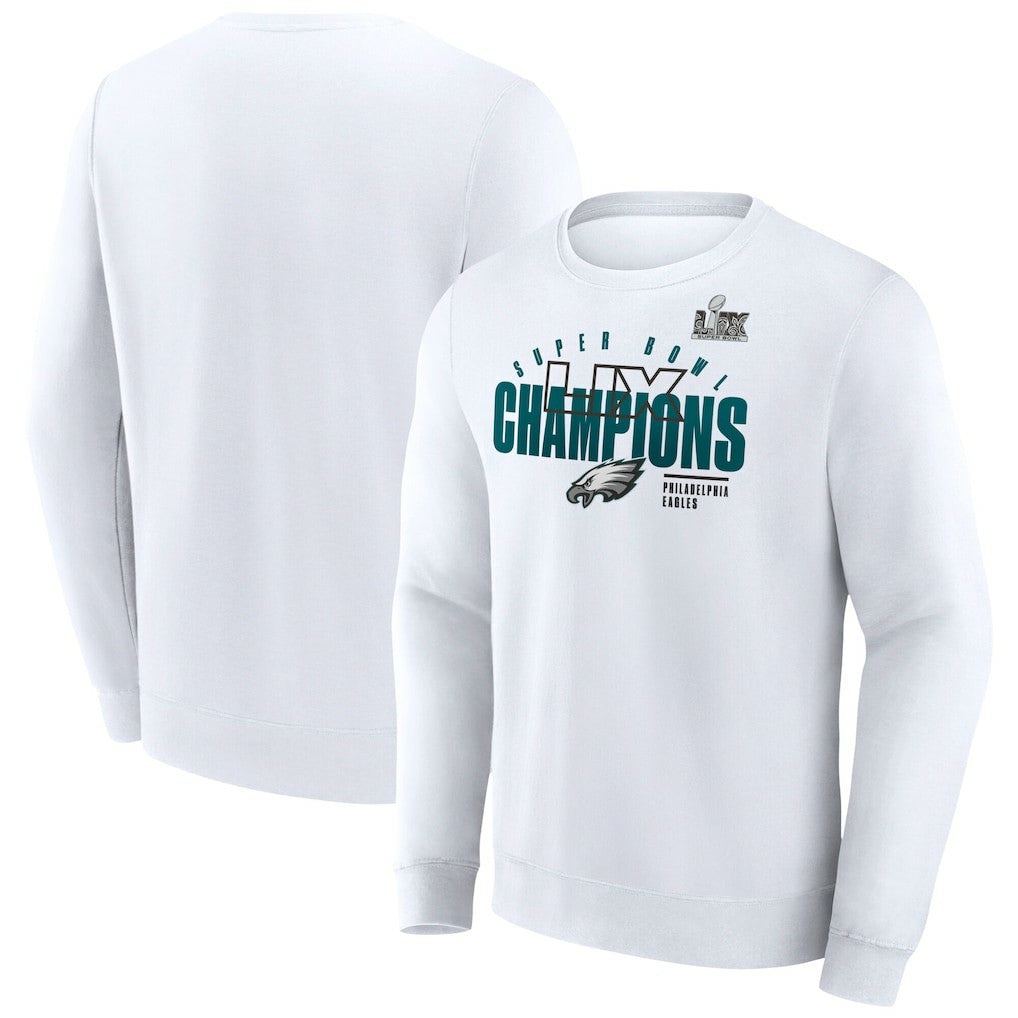 Philadelphia Eagles Super Bowl LIX Champions Iconic Victory Fleece Sweatshirt White | Fanatics
