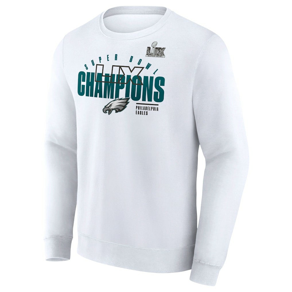 Philadelphia Eagles Super Bowl LIX Champions Iconic Victory Fleece Sweatshirt White | Fanatics