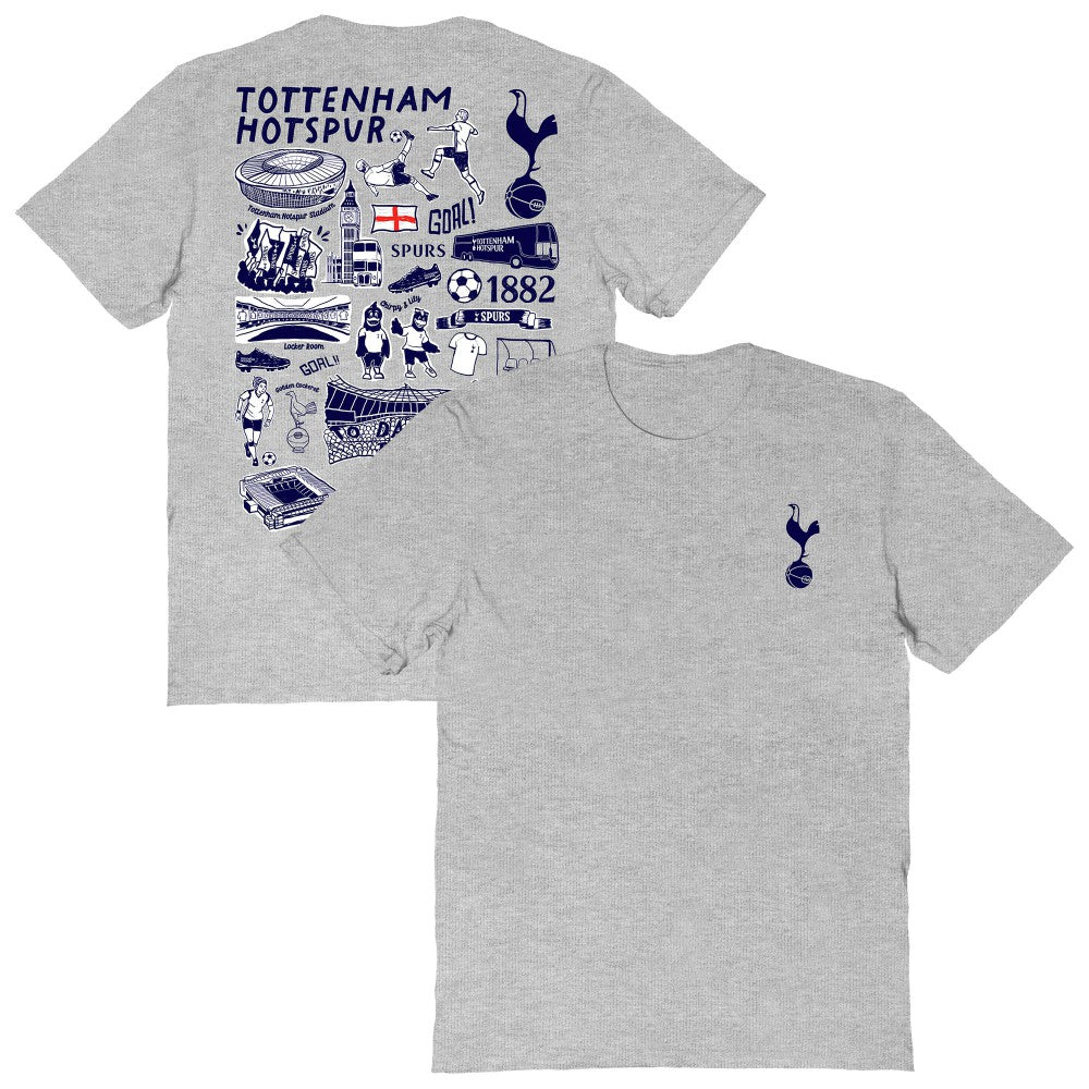 Tottenham Hotspur Vive La Fete Women's Impressions Artwork T-Shirt Heather Gray - FIFA World CUP