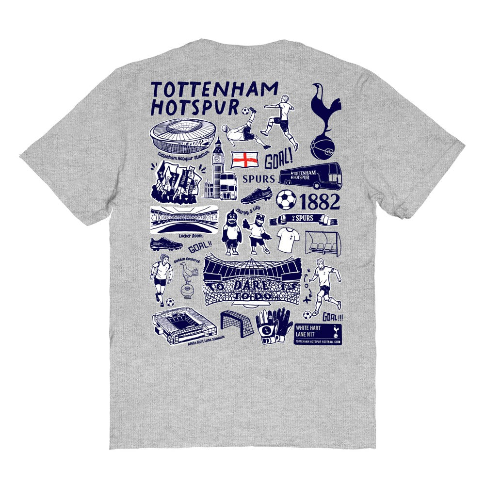 Tottenham Hotspur Vive La Fete Women's Impressions Artwork T-Shirt Heather Gray - FIFA World CUP