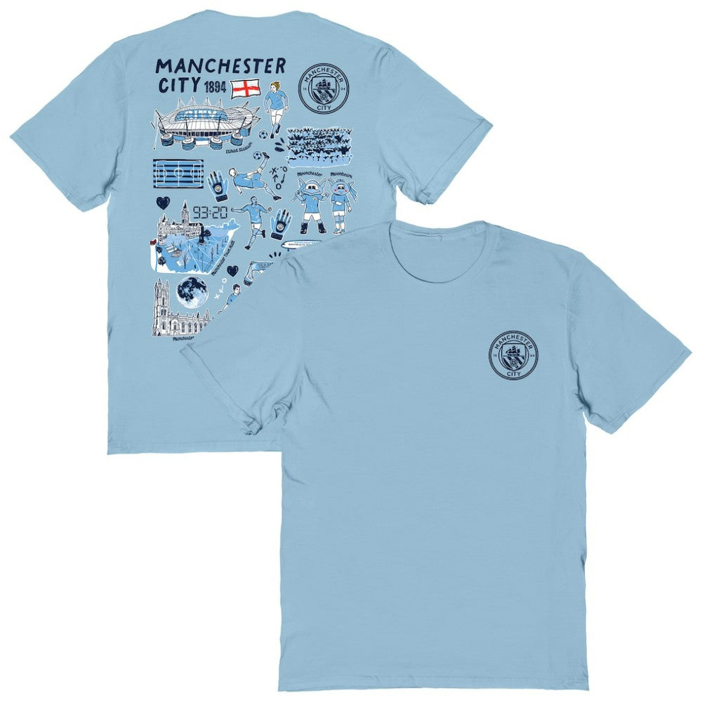 Manchester City Vive La Fete Women's Impressions Artwork T-Shirt Sky Blue - FIFA World CUP