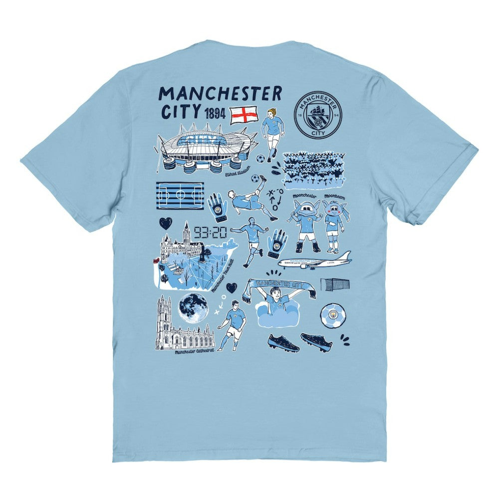 Manchester City Vive La Fete Women's Impressions Artwork T-Shirt Sky Blue - FIFA World CUP