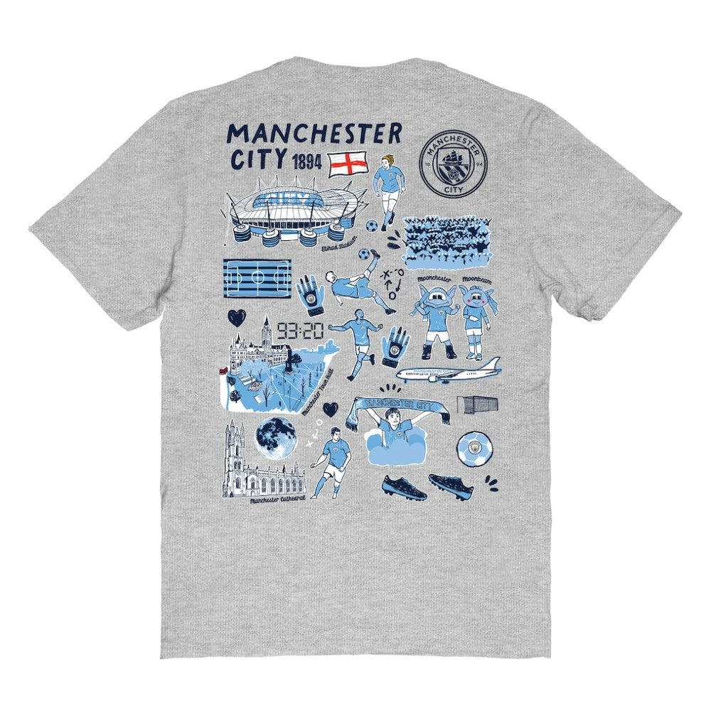 Manchester City Vive La Fete Women's Impressions Artwork T-Shirt Heather Gray - FIFA World CUP