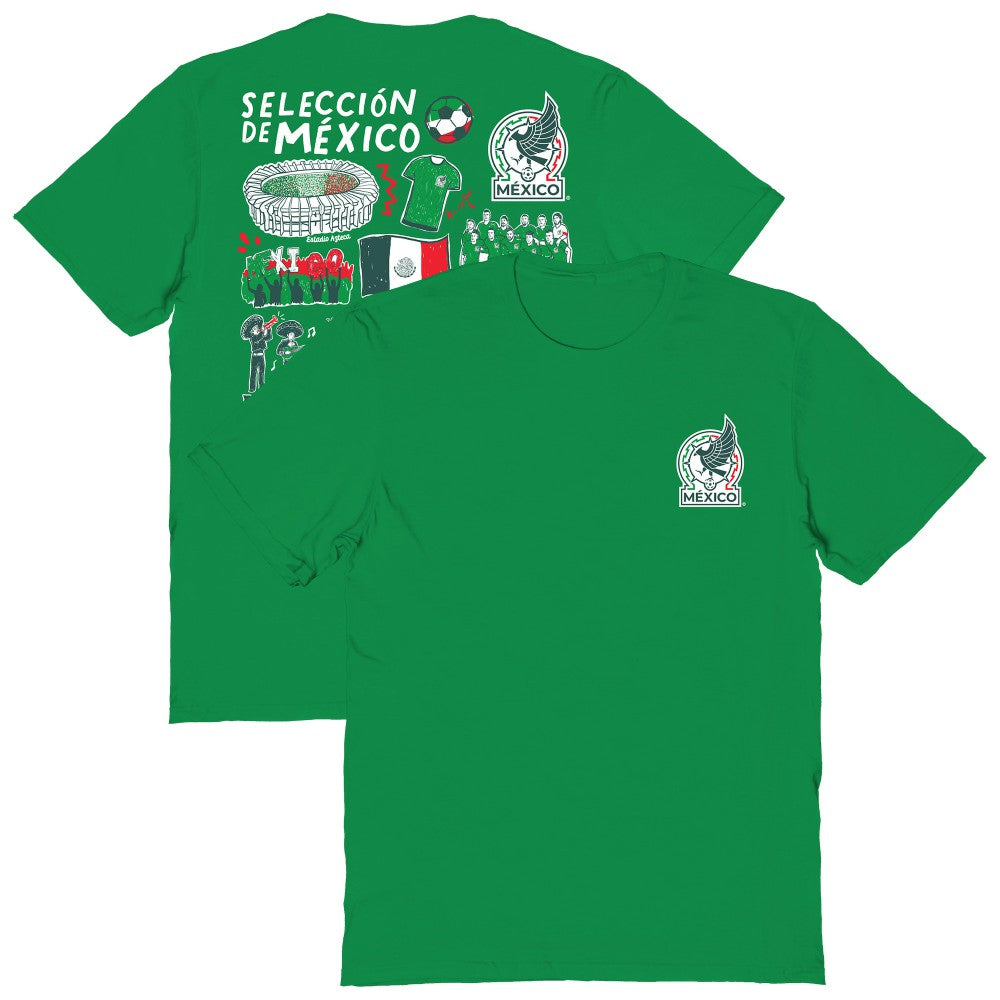 Mexico National Team Vive La Fete Women's Impressions Artwork T-Shirt Green - FIFA World CUP