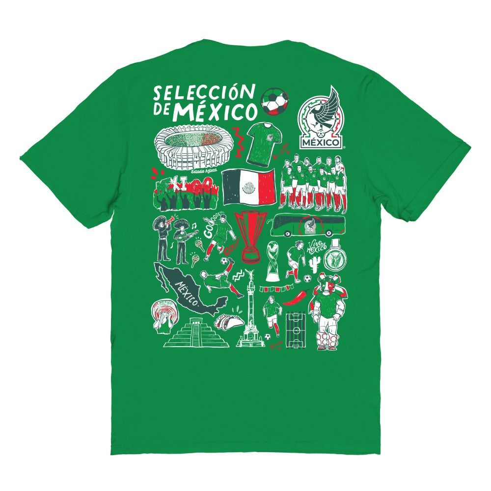 Mexico National Team Vive La Fete Women's Impressions Artwork T-Shirt Green - FIFA World CUP