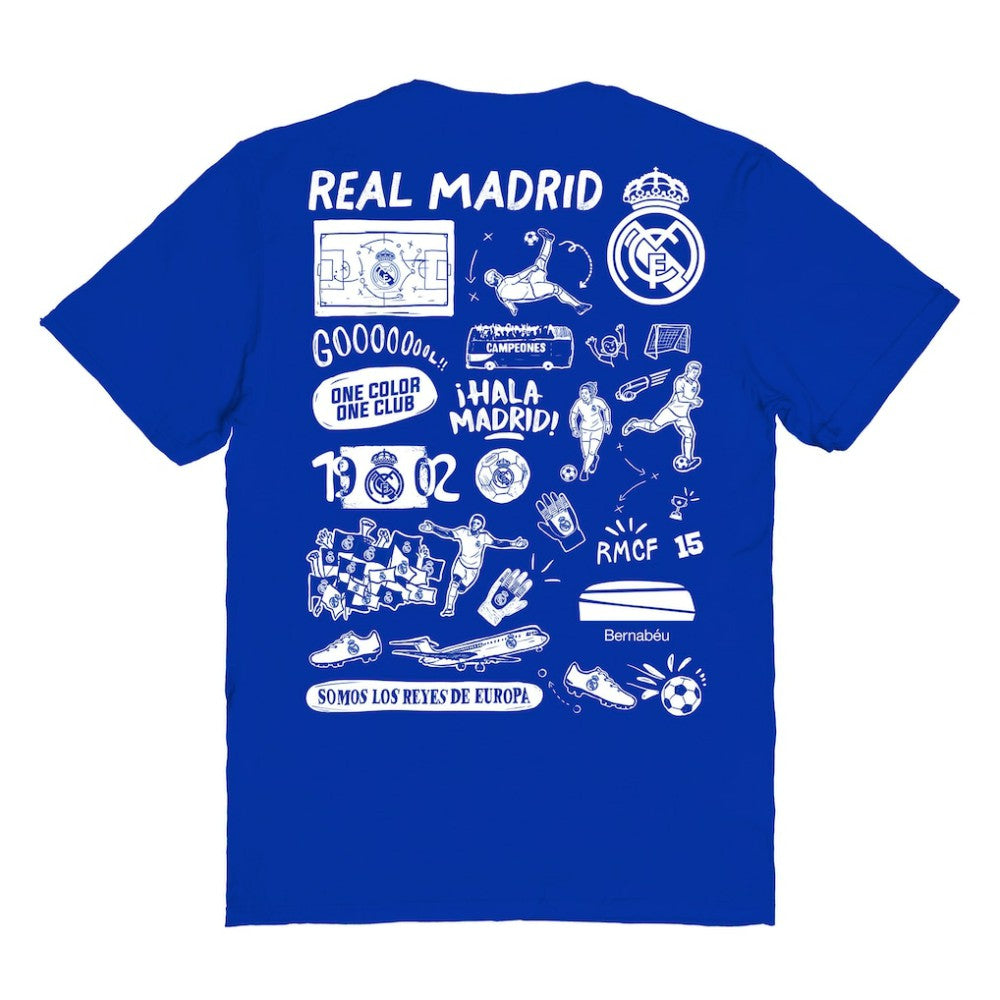Real Madrid Vive La Fete Women's Impressions Artwork T-Shirt Royal - FIFA World CUP